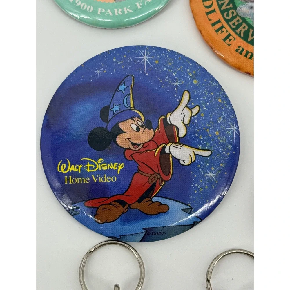 Disney Lot Vintage Pin & Keychain Metal Plastic Multi Sorcerer Mickey 90s